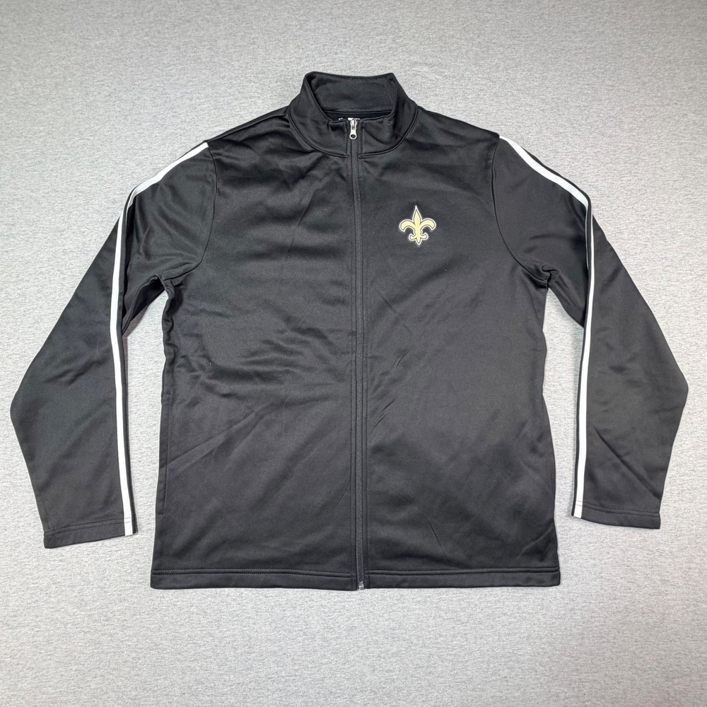 NFL Team Apparel New Orleans Saints Track Jacket Mens Large Black Full Zip NWOT